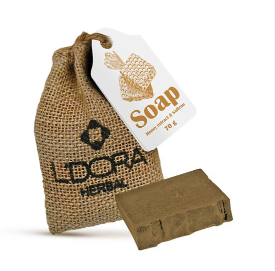 L'DORA Herbal Soap with Honey Extract and Saffron, 70g